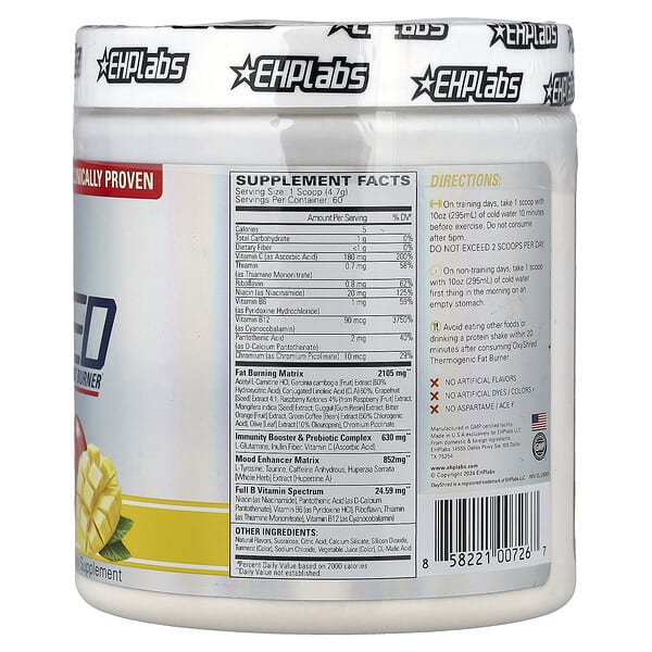 Alternative view of EHPlabs, OxyShred, Thermogenic Fat Burner, Mango, 9.95 oz (282 g)