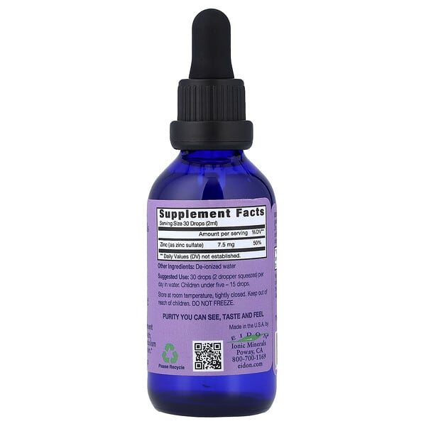 Alternative view of Eidon Ionic Minerals, Ionic Minerals, Zinc, Liquid Concentrate, 2 oz (60 ml)