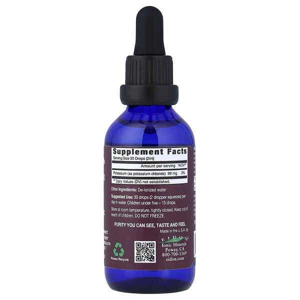Alternative view of Eidon Ionic Minerals, Potassium, Liquid Concentrate, 2 oz (60 ml)