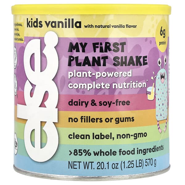Else, My First Plant Shake, Plant-Powered Complete Nutrition, Kids Vanilla, 20.1 oz (570 g)