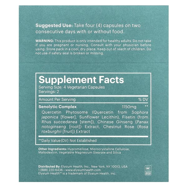 Alternative view of Elysium, Senolytic Complex, 8 Capsules