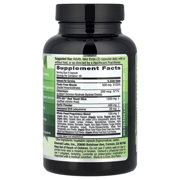 Alternative view of Emerald Laboratories, Cholesterol Health, 90 Vegetable Capsules