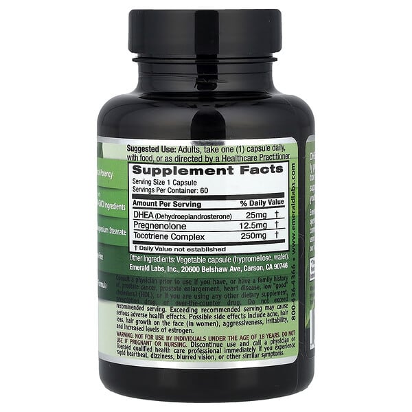 Alternative view of Emerald Laboratories, DHEA + Pregnenolone, 60 Vegetable Caps