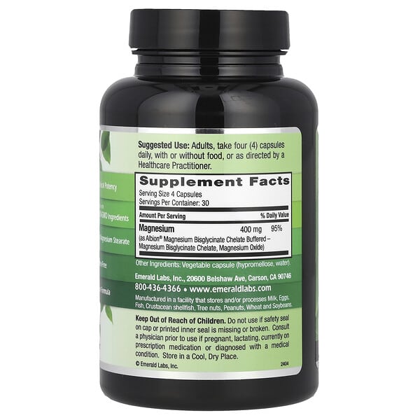 Alternative view of Emerald Laboratories, Magnesium, 120 Vegetable Capsules (100 mg per Capsule)