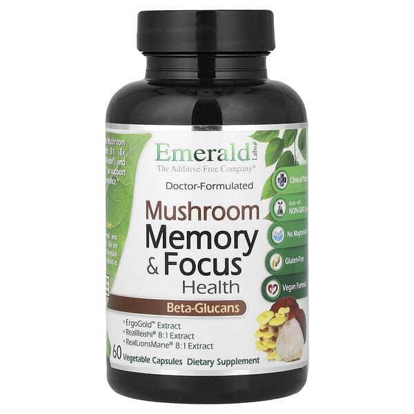 Emerald Laboratories, Mushroom Memory & Focus Health, 60 Vegetable Capsules
