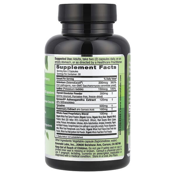 Alternative view of Emerald Laboratories, Thyroid Health, 60 Vegetable Capsules