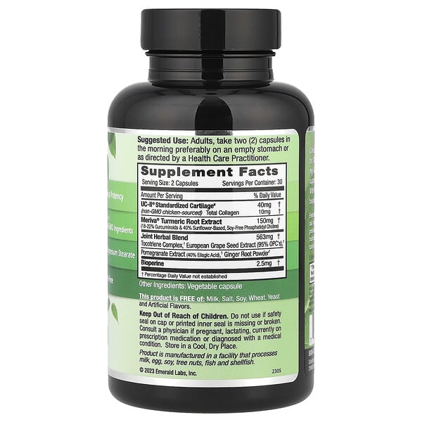 Alternative view of Emerald Laboratories, UC-II ® Joint Formula, 60 Vegetable Caps