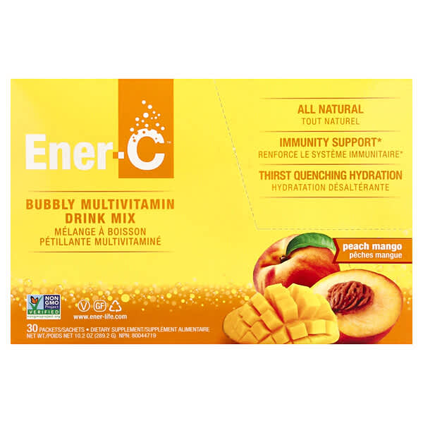 Ener-C, Bubbly Multivitamin Drink Mix, Peach Mango, 30 Packets, 0.3 oz (9.64 g) Each