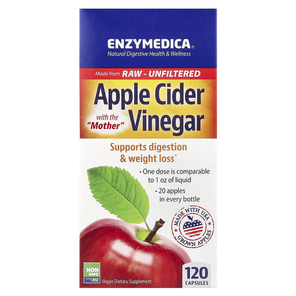 Enzymedica, Apple Cider Vinegar with the Mother, 120 Capsules (355 mg per Capsule)