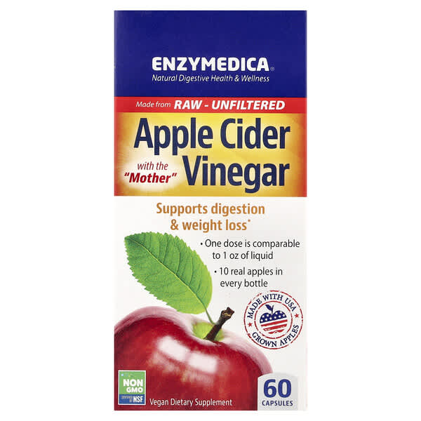 Enzymedica, Apple Cider Vinegar with the Mother, 60 Capsules (355 mg per Capsule)