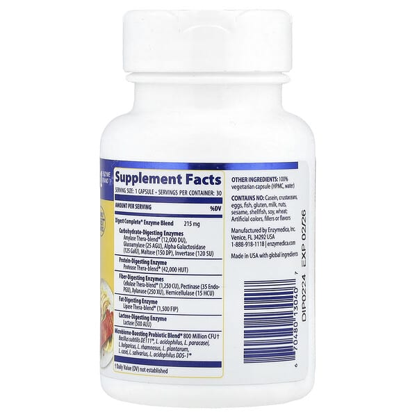 Alternative view of Enzymedica, Digest Complete® + Probiotics, 30 Capsules
