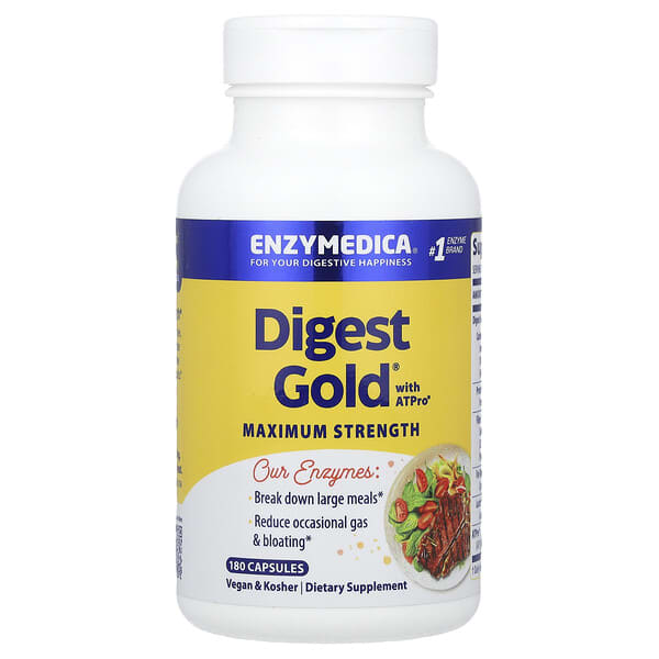 Enzymedica, Digest Gold® with ATPro®, Maximum Strength, 180 Capsules