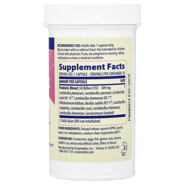 Alternative view of Enzymedica, SubCulture™ Probiotic For Women, 50 Billion, 30 Delayed Release Capsules
