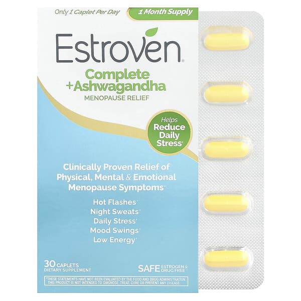 Estroven, Complete + Ashwagandha Menopause Relief, 30 Caplets