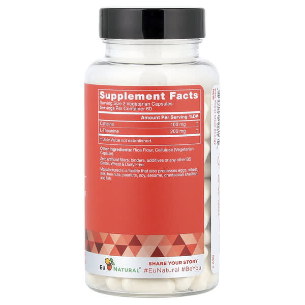 Alternative view of Eu Natural, Elite Focus, Caffeine & L-Theanine, 120 Vegetarian Capsules