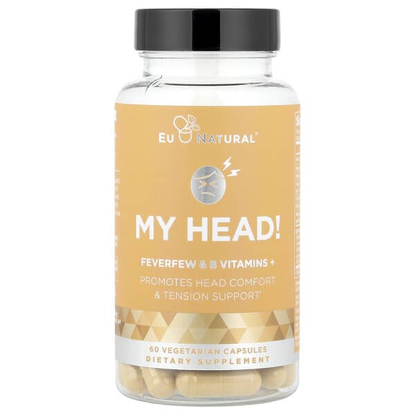 Eu Natural, My Head!, Feverfew & B Vitamins +, 60 Vegetarian Capsules