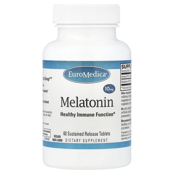 EuroMedica, Melatonin, 10 mg, 60 Sustained Release Tablets