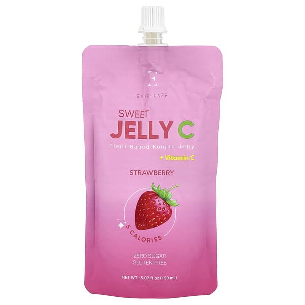 Everydaze, Sweet Jelly C, Plant Based Konjac Jelly, Strawberry, 5.07 fl oz (150 ml)