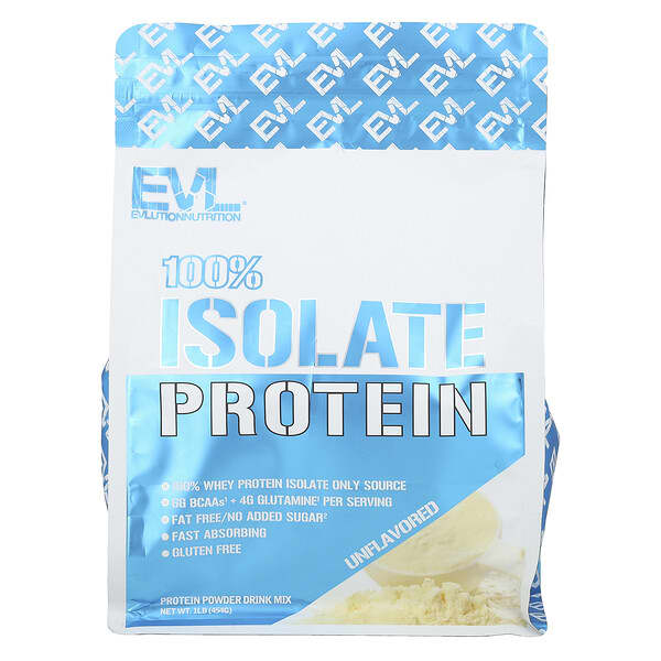 EVLution Nutrition, 100% Isolate Protein, Unflavored, 1 lb (454 g)