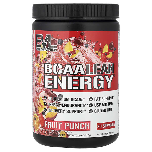 EVLution Nutrition, BCAA Lean Energy®, Fruit Punch, 11.5 oz (327 g)