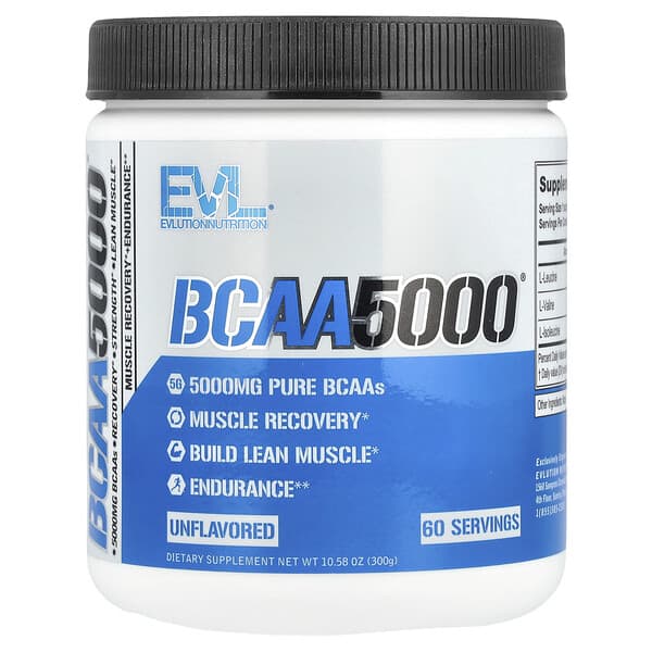 EVLution Nutrition, BCAA5000®, Unflavored, 10.58 oz (300 g)