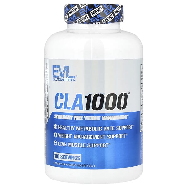 EVLution Nutrition, CLA1000®, Stimulant Free Weight Management, 180 Softgels (1,000 mg per Softgel)