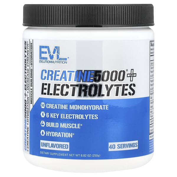 EVLution Nutrition, Creatine5000® Plus Electrolytes, Unflavored, 8.82 oz (250 g) 3 EVLution Nutrition, Creatine5000® Plus Electrolytes, Unflavored, 8.82 oz (250 g)