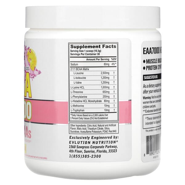Alternative view of EVLution Nutrition, EAA 7000, Pink Lemonade, 10.9 oz (309 g)
