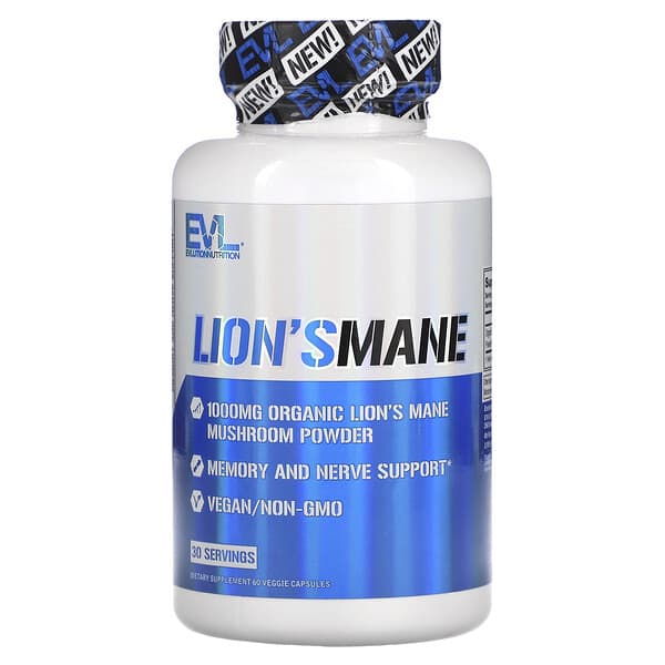 EVLution Nutrition, Lion's Mane, 60 Veggie Capsules (500 mg per Capsule)