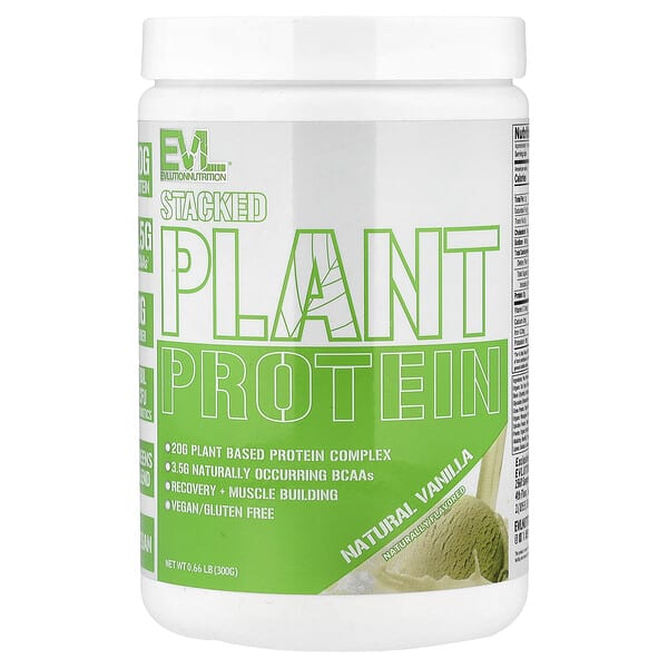 EVLution Nutrition, Stacked Plant Protein, Natural Vanilla, 0.66 lb (300 g)