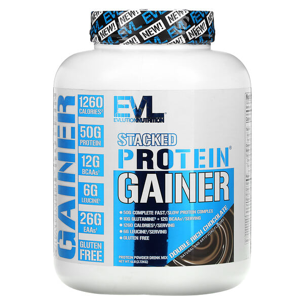 EVLution Nutrition, Stacked Protein Gainer, Double Rich Chocolate, 6 lbs (2.72 kg) 4 EVLution Nutrition, Stacked Protein Gainer, Double Rich Chocolate, 6 lbs (2.72 kg)