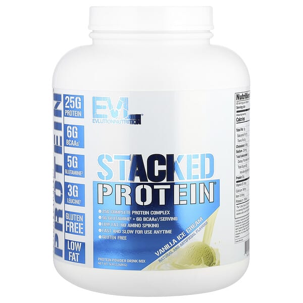 EVLution Nutrition, Stacked Protein® Powder, Vanilla Ice cream, 5 lb (2,268 kg)