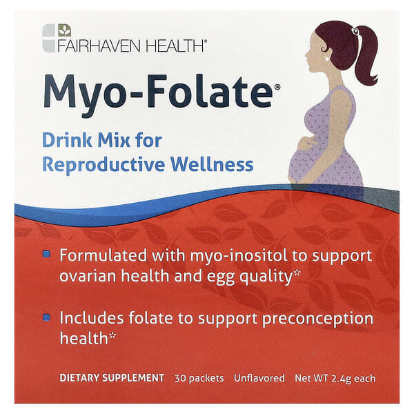Fairhaven Health, Myo-Folate®, Drink Mix for Reproductive Wellness, Unflavored, 30 Packets, 2.4 g Each