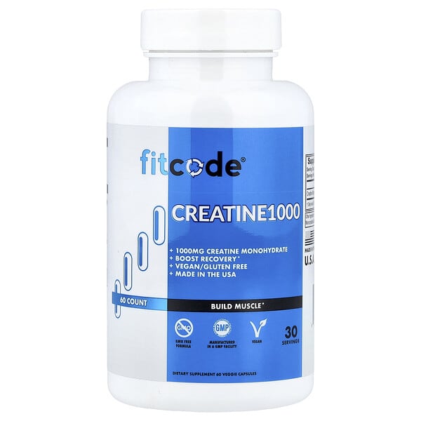 fitcode, Creatine1000, 60 Veggie Capsules (500 mg per Capsule)