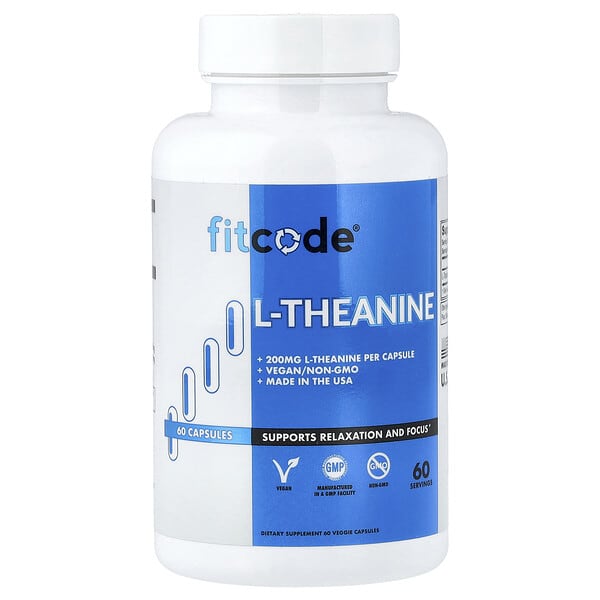 fitcode, L-Theanine, 200 mg, 60 Veggie Capsules