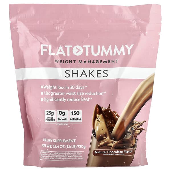 Flat Tummy, Shakes, Natural Chocolate, 1.6 lb (720 g) 2 Flat Tummy, Shakes, Natural Chocolate, 1.6 lb (720 g)