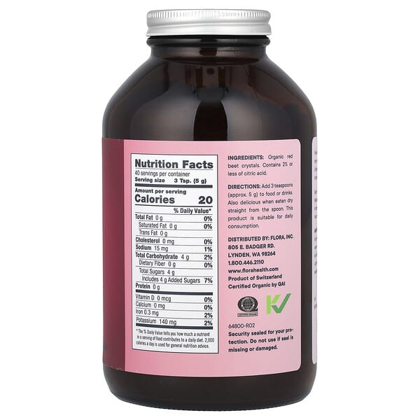 Alternative view of Flora, Organic Red Beet Crystals, 7 oz (200 g)