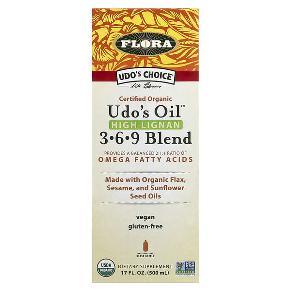 Flora, Udo's Choice, Certified Organic Udo's Oil, High Lignan 3-6-9 Blend, 17 fl oz (500 ml)