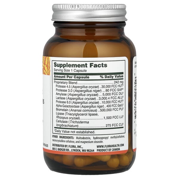 Alternative view of Flora, Urgent Support Digestive Enzymes, 60 Vegetarian Capsules