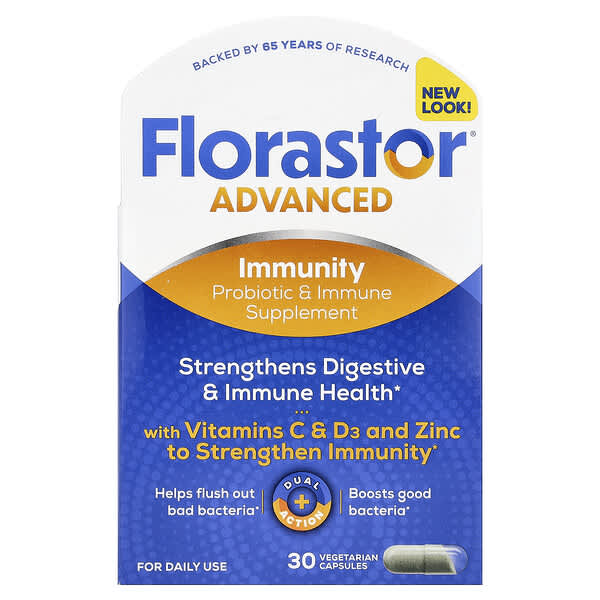 Florastor, Advanced Immunity, 30 Vegetarian Capsules