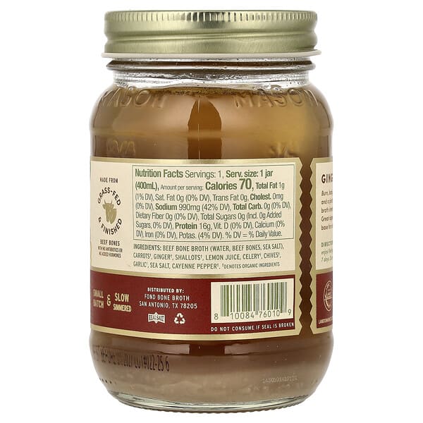 Alternative view of FOND Bone Broth, Beef Bone Broth, Ginger & Cayenne, 14 fl oz (400 ml)