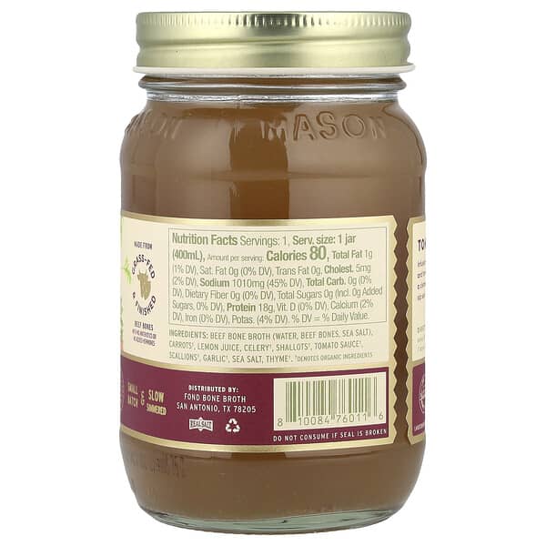 Alternative view of FOND Bone Broth, Beef Bone Broth, Tomato & Thyme, 14 fl oz (400 ml)
