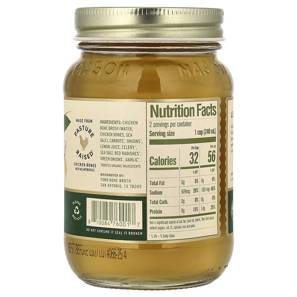 Alternative view of FOND Bone Broth, Chicken Bone Broth, Lemon & Garlic, 14 fl oz (414 ml)