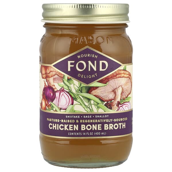 FOND Bone Broth, Chicken Bone Broth, Shiitake & Sage, 14 fl oz (400 ml)