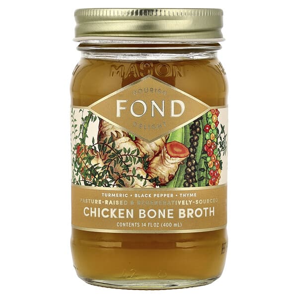 FOND Bone Broth, Chicken Bone Broth, Turmeric & Black Pepper, 14 fl oz (400 ml)