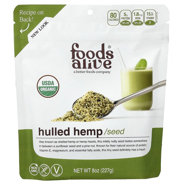 Foods Alive, Organic Hulled Hemp Seeds, 8 oz (227 g)