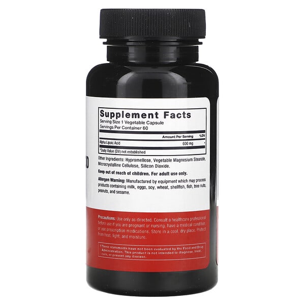 Alternative view of Force Factor, Alpha Lipoic Acid, 600 mg, 60 Vegetable Capsules