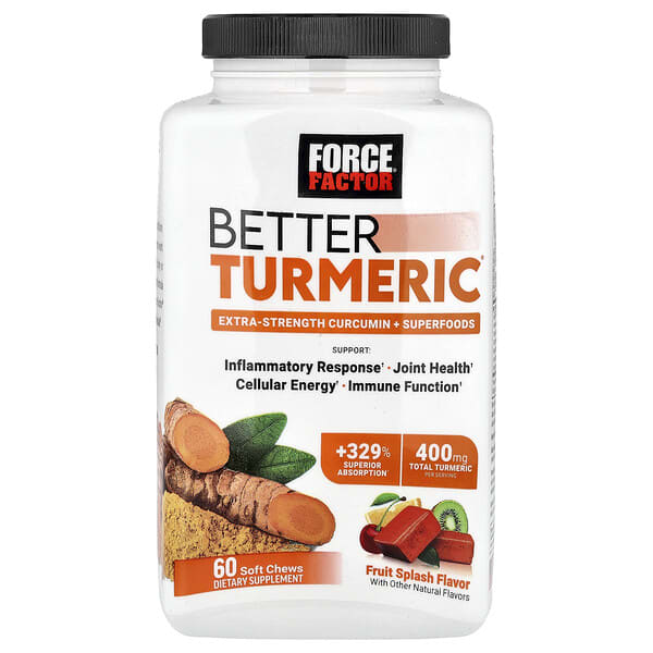 Force Factor, Better Turmeric®, Curcumin + Superfoods, Fruit Splash, 60 Soft Chews