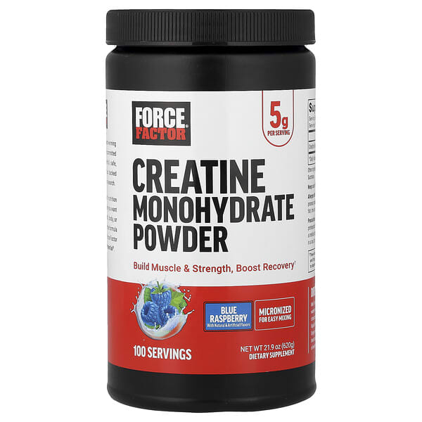 Force Factor, Creatine Monohydrate Powder, Blue Raspberry, 21.9 oz (620 g)