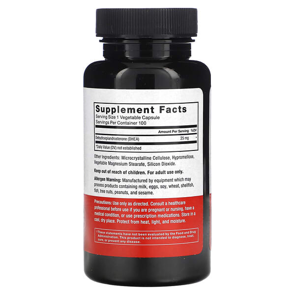 Alternative view of Force Factor, DHEA, 25 mg, 100 Vegetable Capsules